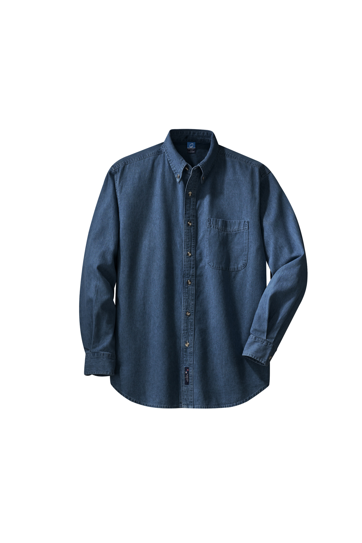 100% Cotton, 6.5 oz Men's dark denim shirt with Logo-TM