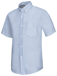 ESA-Men's S/S Light blue Oxford shirt with embroidery