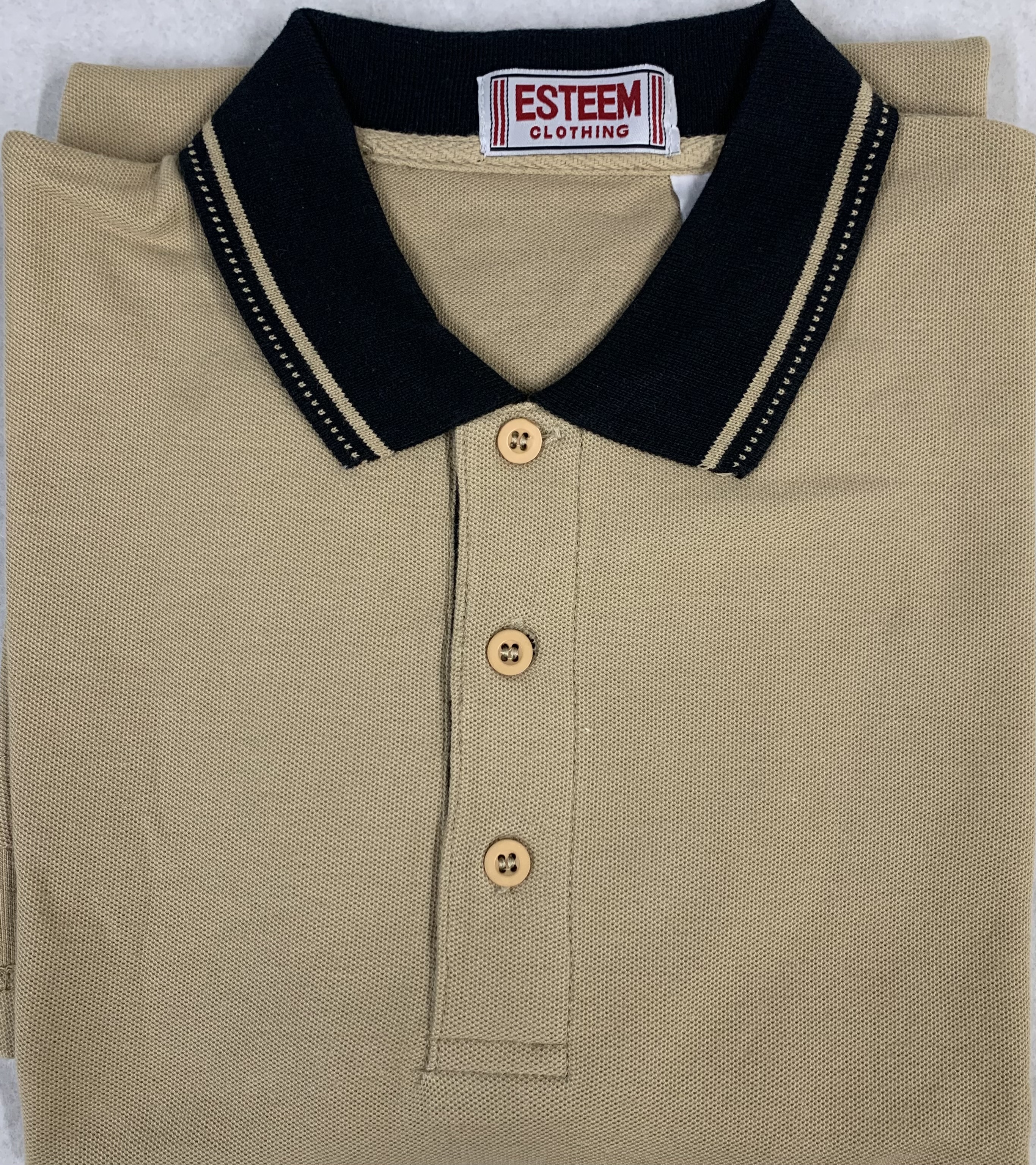 Short Sleeve Jacquard Pique Golf Shirt - Beige color