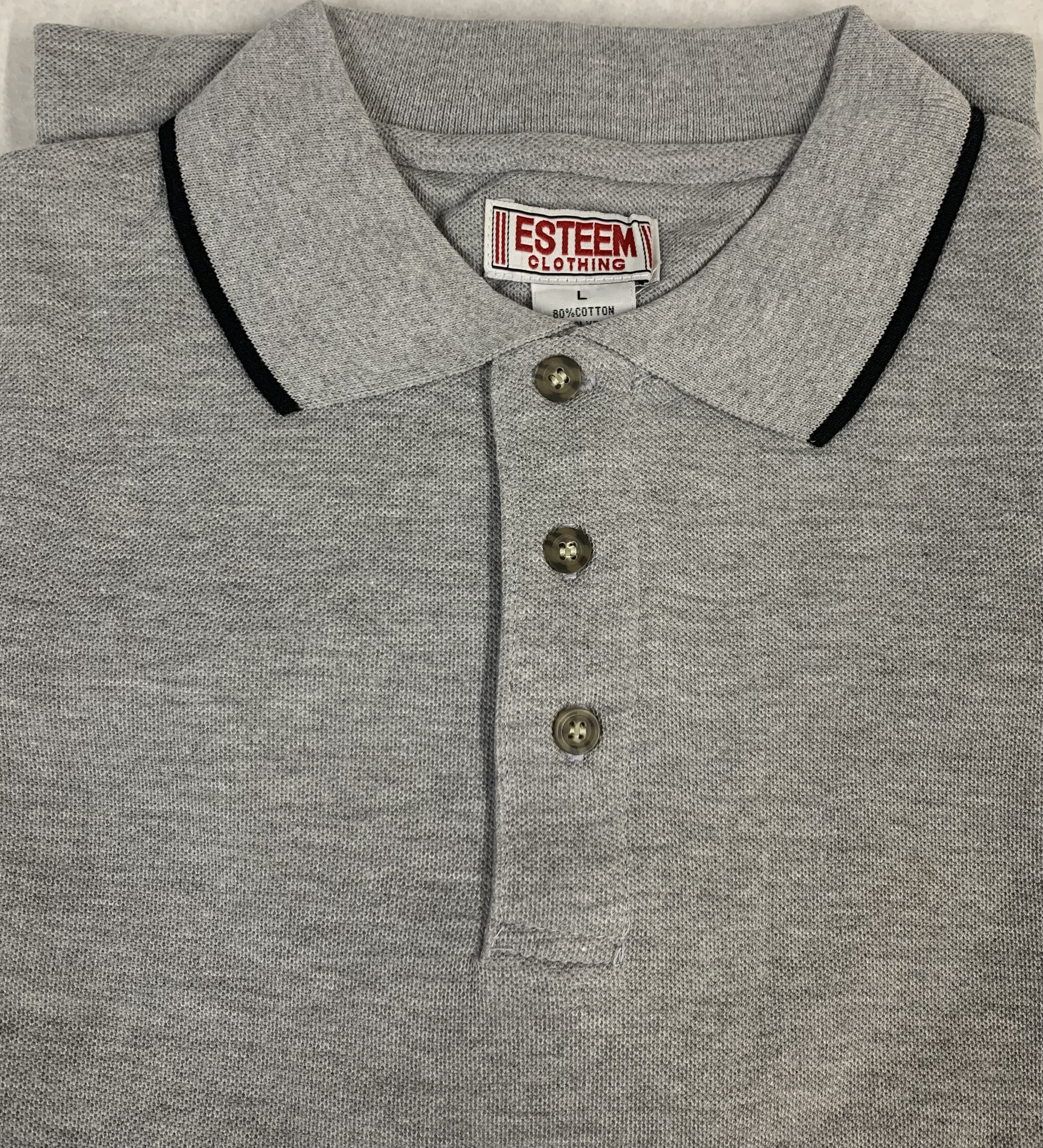 Short sleeve contrast collar/cuff pique golf shirt - grey color