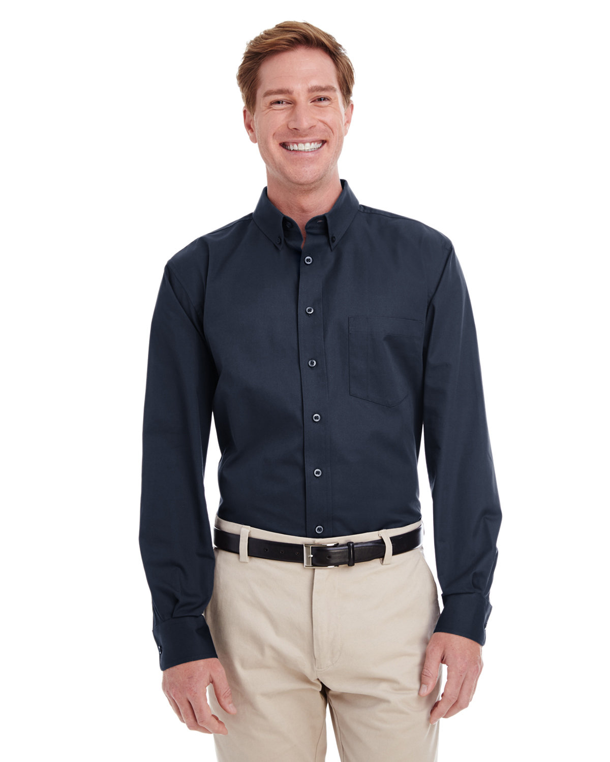 HARRITON-100% Cotton Men's long sleeve Tall Twill shirt