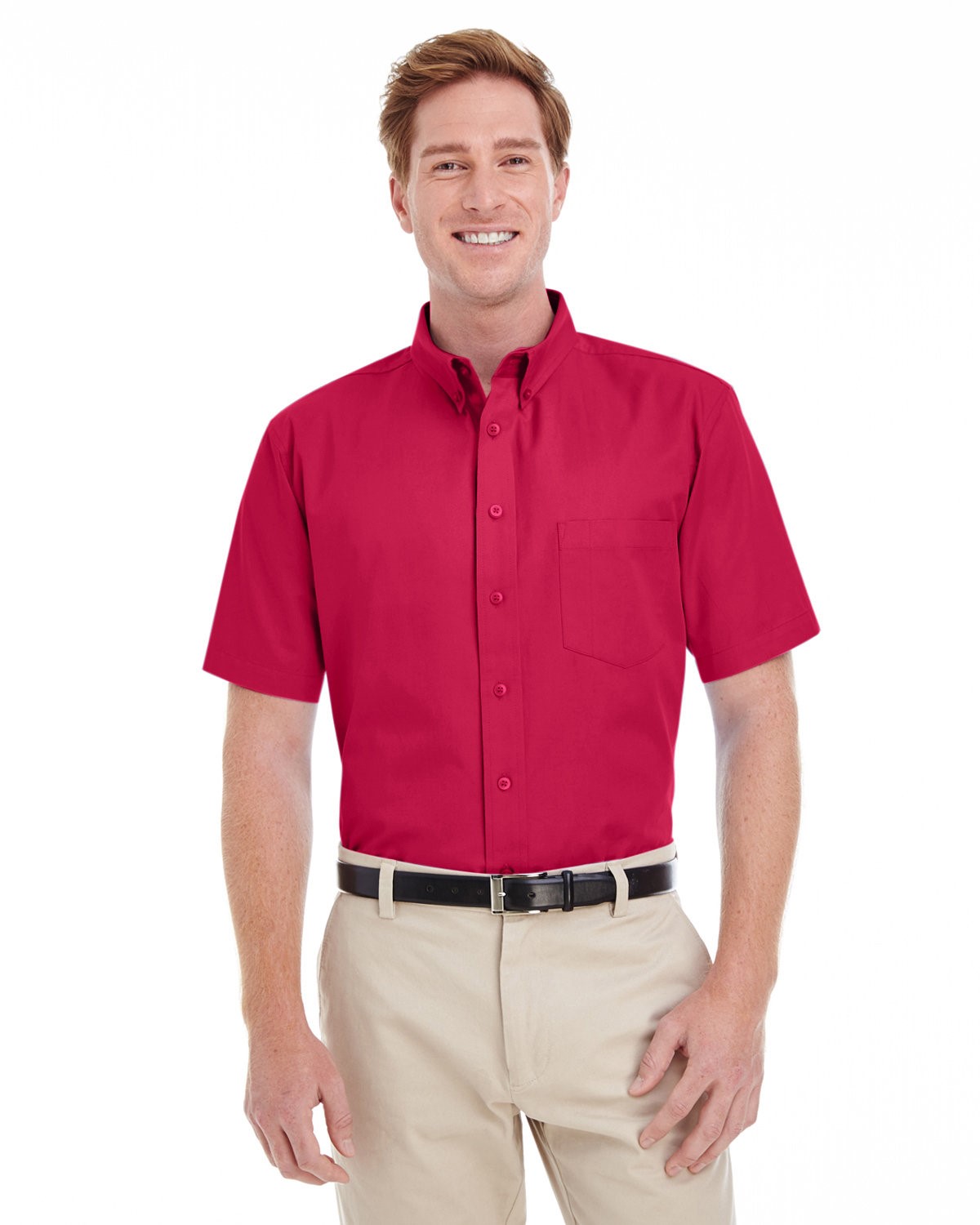 HARRITON-100% Cotton Men's short sleeve Twill shirt