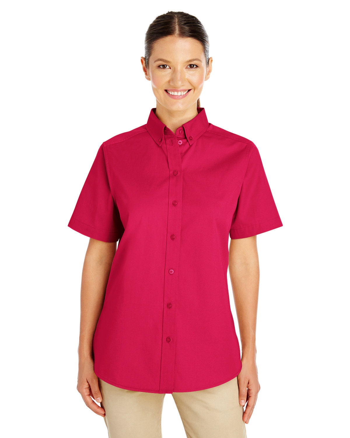 HARRITON-100% Cotton Ladies short sleeve Twill shirt