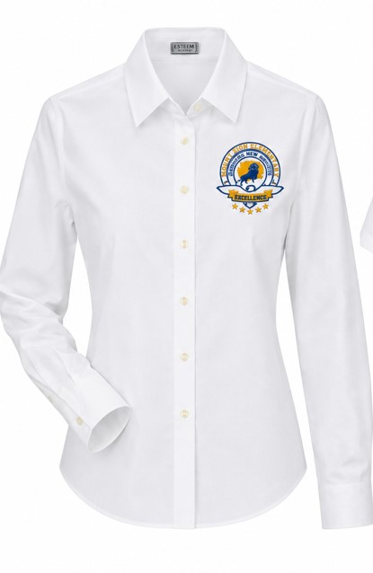 CVC 60% Cotton & 40% Polyester Ladies long sleeve Oxford shirt with logo