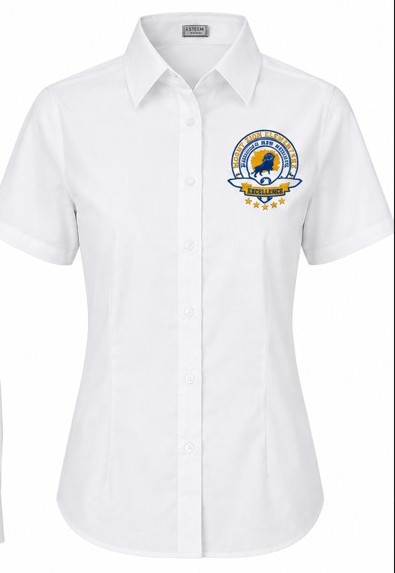 MT.ZION LADIES SHORT SLEEVE WHITE OXFORD-REV