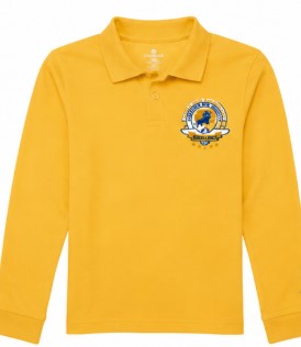 Youth long sleeve pique polo shirt with logo